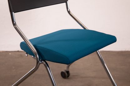 Sedus "flip flap", Klappstuhl mit Rollen, Chrom/Schwarz/Blau – Bild 2
