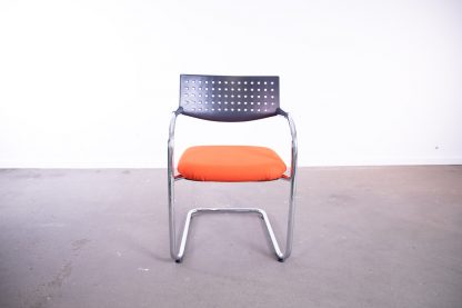 Vitra "Vis a vis" Step, Freischwinger, stapelbar, Chrom/Orange – Bild 2