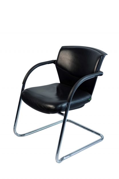 Dauphin Freischwinger, Leder, Chrom/Schwarz