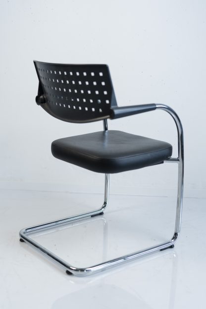 Vitra "Visavis Step", Freischwinger, Leder, Chrom/Schwarz – Bild 3