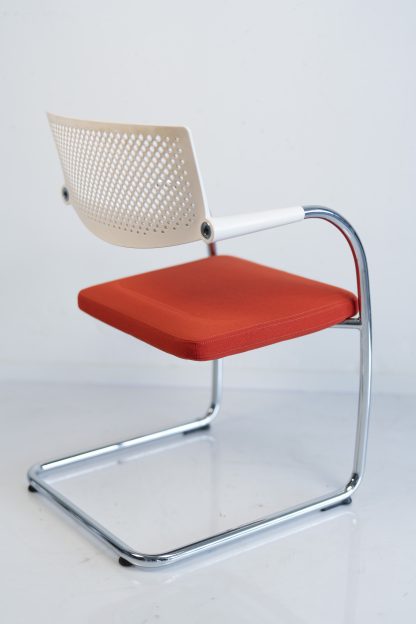 Vitra "Visavis Step", Freischwinger, Chrom/Rotorange/Weiß – Bild 3