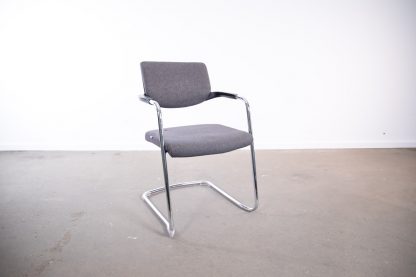 Freischwinger Interstuhl "570N", Stapelstuhl, Chrom/Grau – Bild 4
