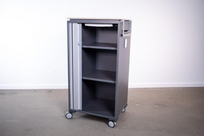 Caddy "Steelcase", 54 x 44 x 107 cm, Anthrazit/Silber/Akazieoptik – Bild 2