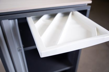 Caddy "Steelcase", 54 x 44 x 107 cm, Anthrazit/Silber/Akazieoptik – Bild 6