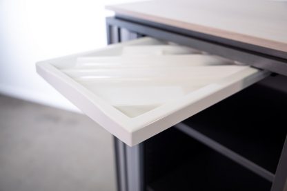 Caddy "Steelcase", 54 x 44 x 107 cm, Anthrazit/Silber/Akazieoptik – Bild 5