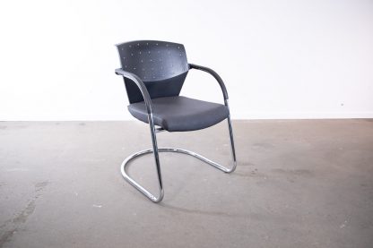 Dauphin "Cosmos", Freischwinger, Kunstleder, Chrom/Schwarz/Grau – Bild 3