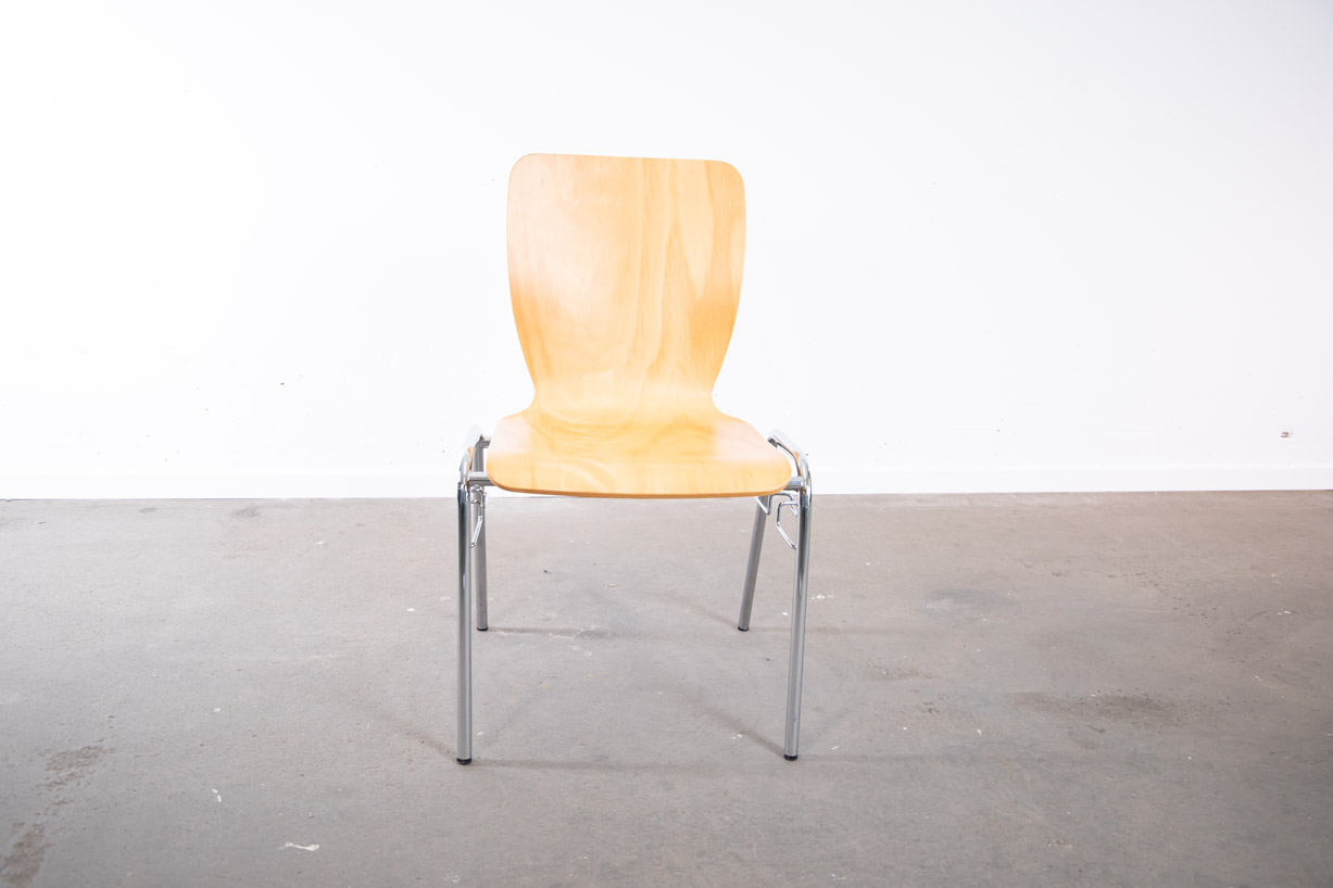 DESKIN Stapelstuhl, Chrom/Holz › SELLAMENSA. Shop