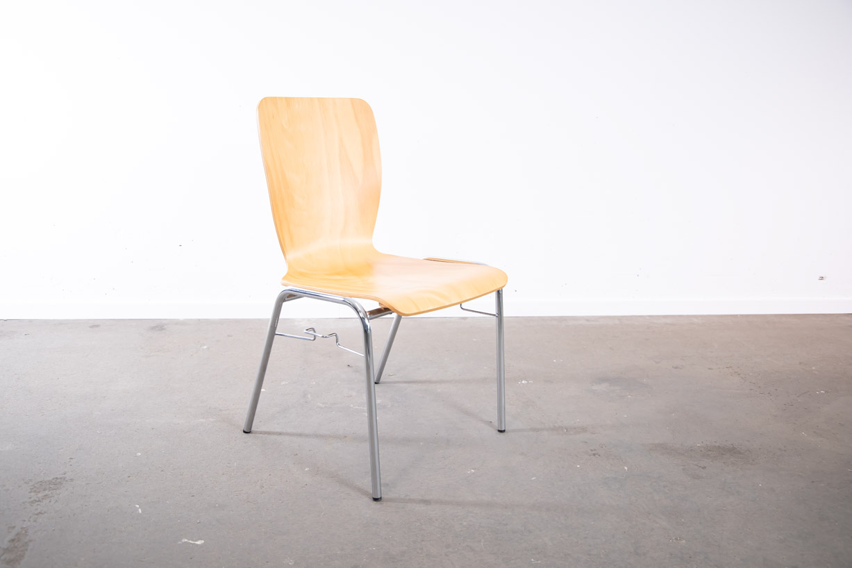 DESKIN Stapelstuhl, Chrom/Holz › SELLAMENSA. Shop