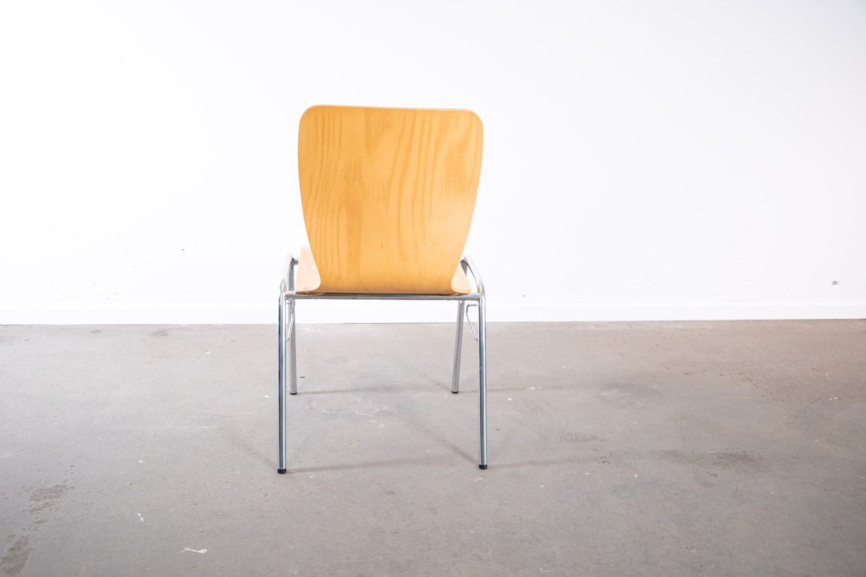 DESKIN Stapelstuhl, Chrom/Holz › SELLAMENSA. Shop