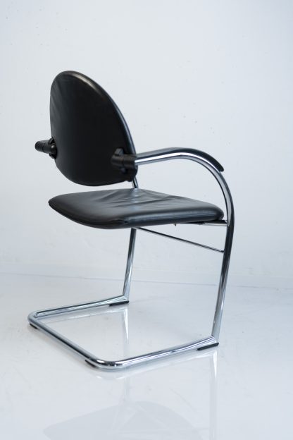 Vitra "Onda", Freischwinger, Leder, Chrom/Schwarz – Bild 3